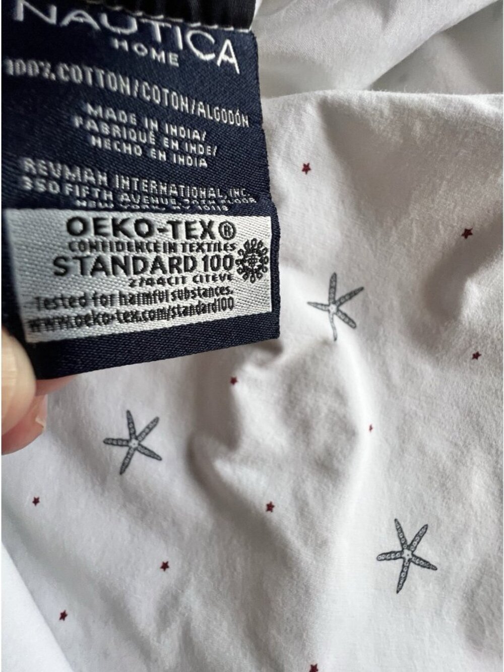 Nautica Star Spangled Pillowcase Standard Coastal 100% Cotton Starfish Nautical